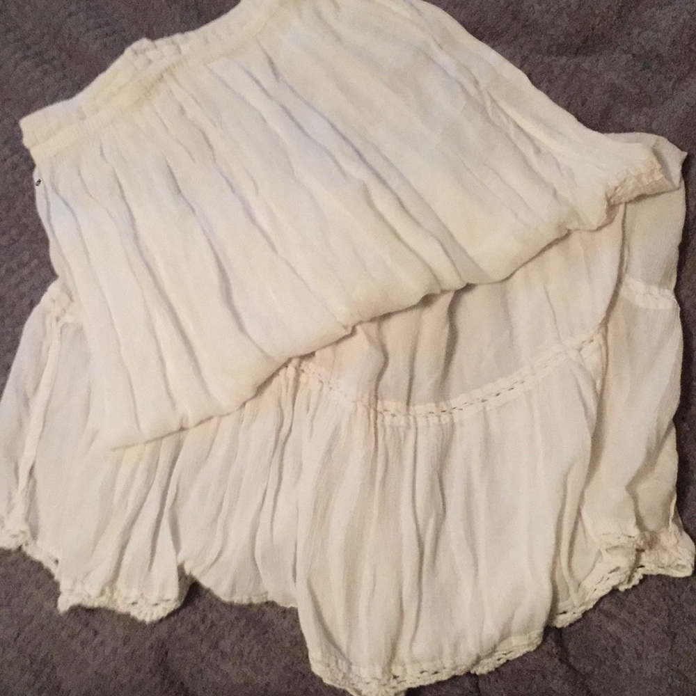 Off white long skirt with embroidery